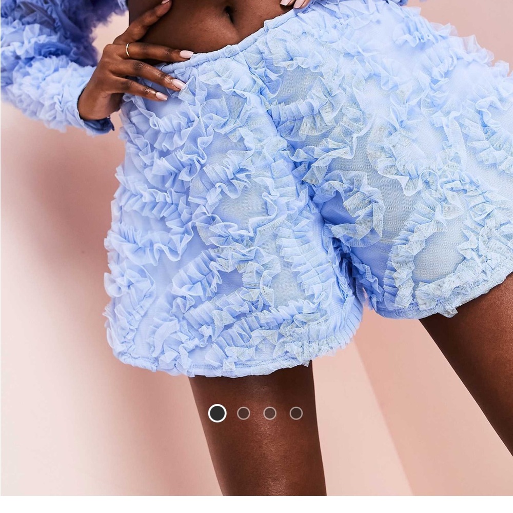 asos luxe 3d lace flutter shorts